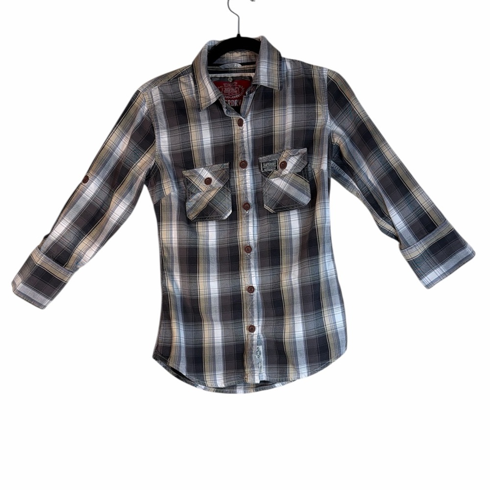 Superdry & Co. Plaid Long Sleeve Button Down Top